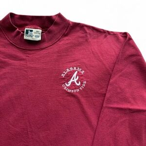 vintage university of alabama embroidered mockneck long sleeve shirt size large